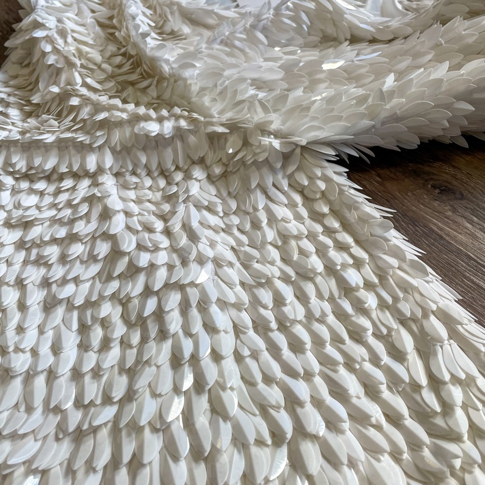NWT Retrofete White Feather Sequin Gabrielle Robe Dress XS - Picture 9 of 11
